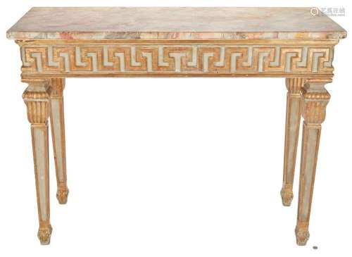 Italian Style Console Table w/ Faux Marble Top