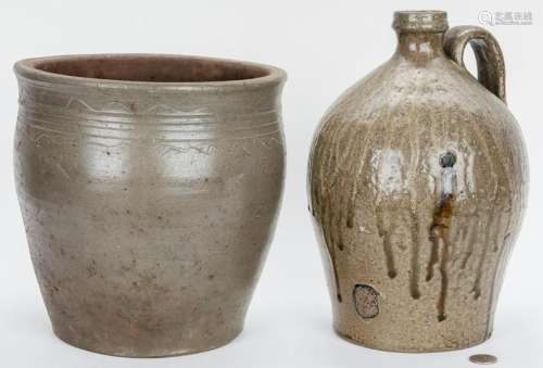 2 TN Stoneware Pottery Pcs., Jug & Jar