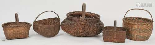 5 Early Tennessee & Southern Oak  Baskets