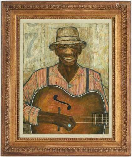 Bill Sawyer Portrait of Black Man with Guitar