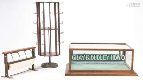 3 Mercantile items incl. Gray & Dudley Cutlery Showcase