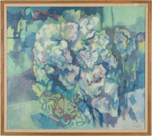 George Cress O/C Abstract Still Life, Peonies