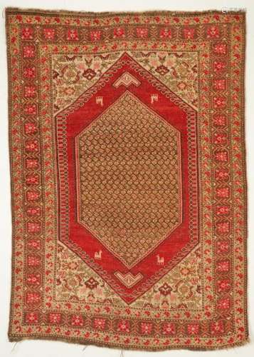 Kurdish Village Rug with Rose Design