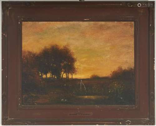 George T. Conroy Oil on Canvas Landscape, Sunset