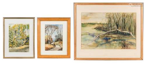3 Indiana Watercolors, incl. Louis Bonsib