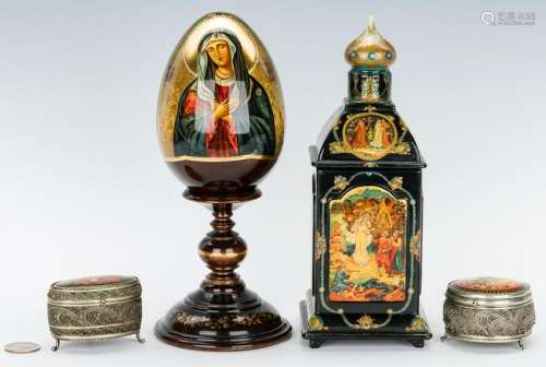 4 Russian Decorative Items, incl. Lacquerware