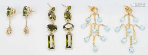 3 Pairs of Ladies Gemstone Earrings