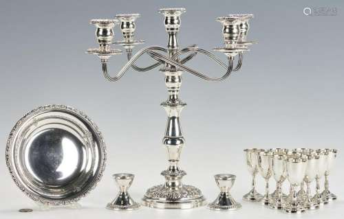 15 Pcs. Sterling Silver, incl. Kirk Repousse Candelabra