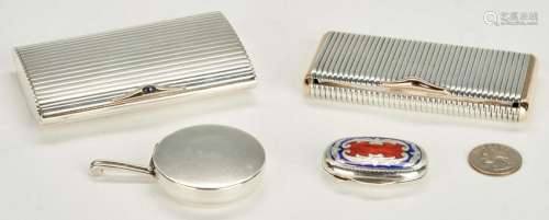 2 Sterling Cigarette Cases + Traveling Ashtray + Snuff