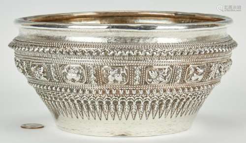 Sino-Tibetan Silver Repousse Bowl