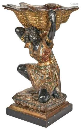 Italian Wood & Polychrome Blackamoor Jardiniere