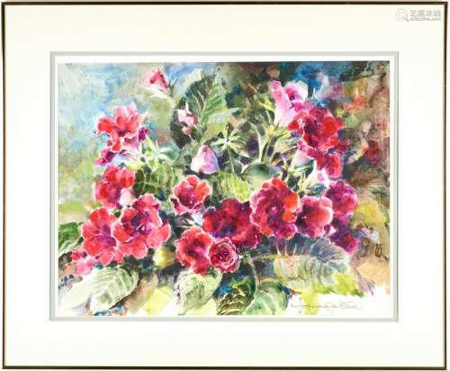 Josie Van Gent Edell, Watercolor With Flowers