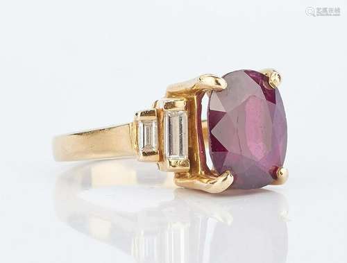 Ladies 4.14 Carat Ruby & Diamond Ring, 18K