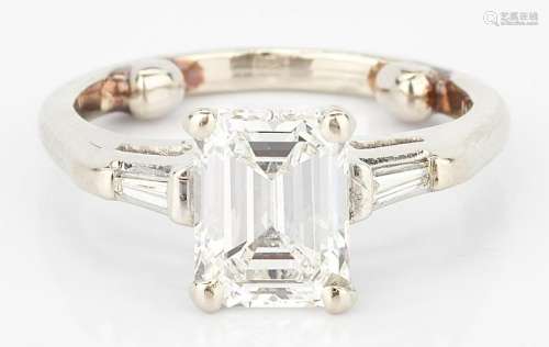 14K 1 Carat Emerald Cut Diamond Engagement Ring