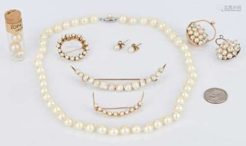 Assorted Group of 14K Pearl Jewelry Items
