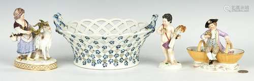 4 German Meissen Porcelain Items