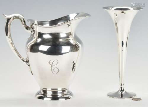 Tiffany Trumpet Vase and Gorham Pitcher