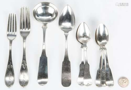 10 pcs. Assorted Coin & Sterling Silver Flatware