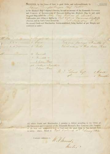 1852 Mary Dare Shipping Manifest