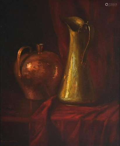 Cornelius Hankins O/C, Still Life with Copper Pot Still