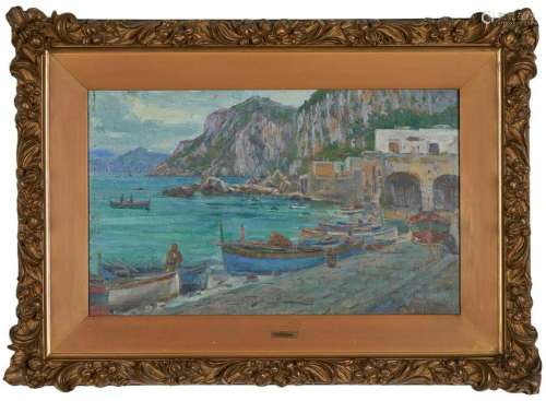 Frank Hutchens O/C Landscape Painting, Capri