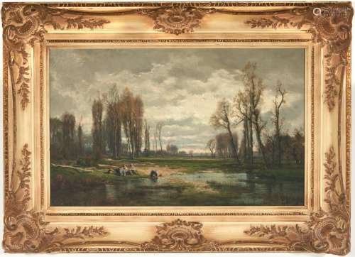 Grenet de Joigny O/C, Landscape w/ Pond