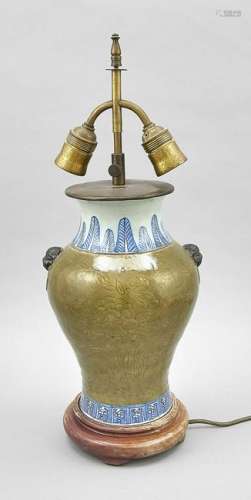 Vase mounted as a lamp ba