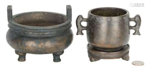 2 Chinese Bronze Archaic Form Censers