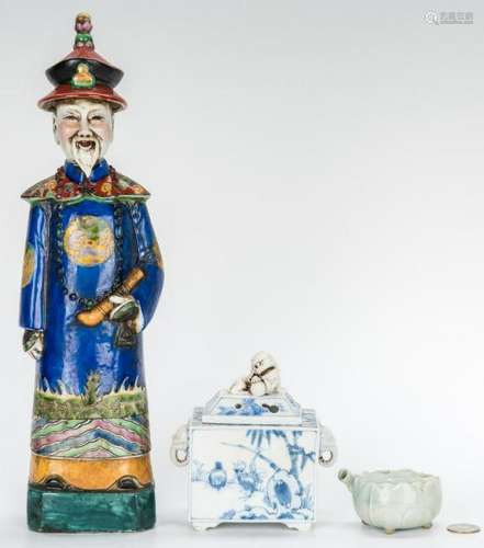 3 Chinese Ceramic Items, incl. Incense Burners