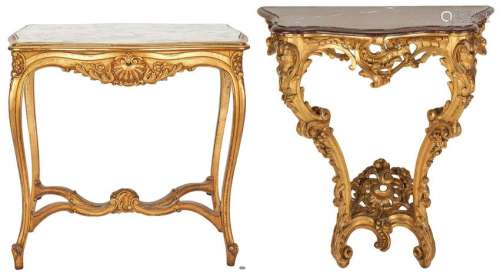 2 Continental Carved Giltwood Tables