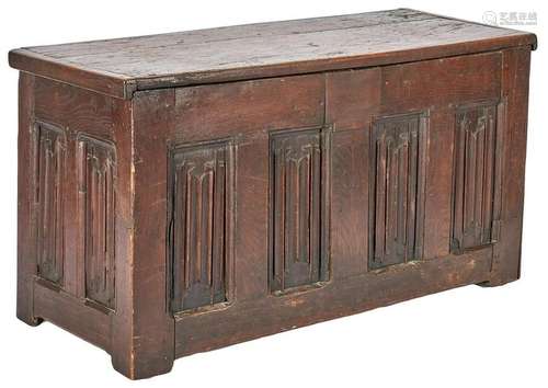 Early Oak Coffer with Linenfold Panels