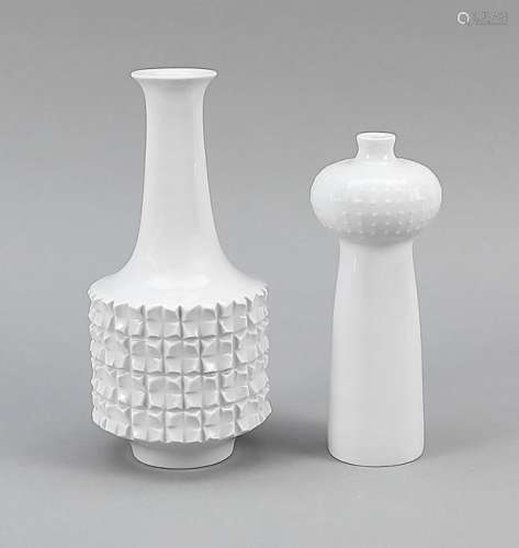 Two vases, Meissen, white