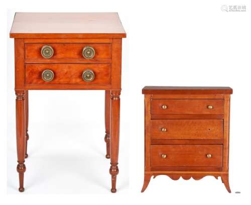 Cherry Sheraton Stand & Miniature Chest of Drawers