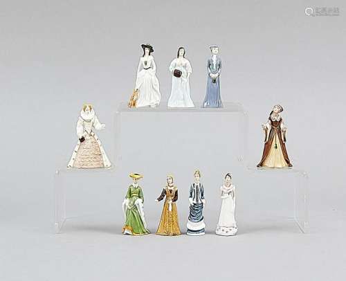 Nine miniature figures of