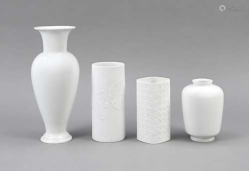 Four white vases, vase, K