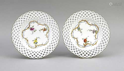 Two basket plates, Meisse