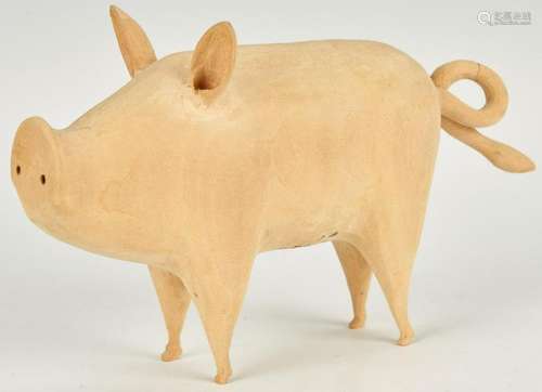 Linvel Barker Folk Art Pig Figural Carving