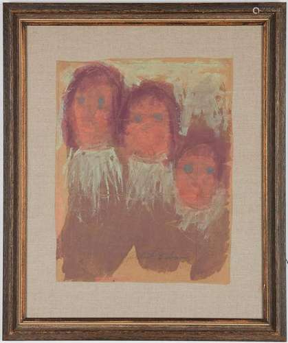 Sybil Gibson Outsider Painting, Three Children