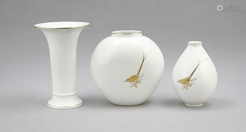 Three white vases, KPM Be