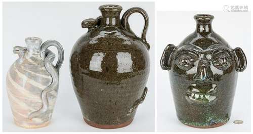 3 NC Burlon Craig Folk Pottery Jugs