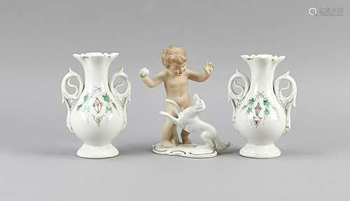 Two vases and putto, 2 hi