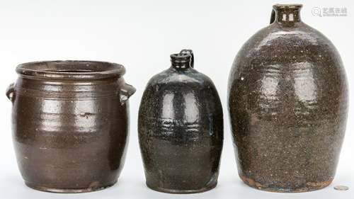 3 NC Stoneware Pottery Items, incl. Sylvanus Hartsoe