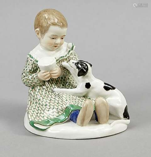 Girl and dog, Meissen, ma