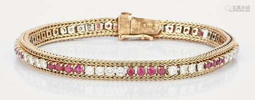 14K Ruby & Diamond Line Bracelet