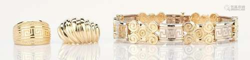 2 14K Yellow Gold Rings & 1 14K Yellow Gold Bracelet