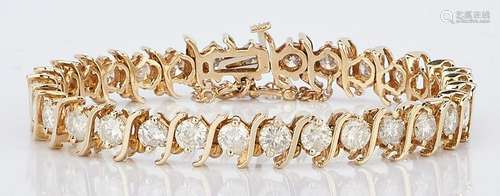 14k Diamond Line Bracelet, 7.75 Carats