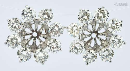 Platinum Pair of Diamond Earring Jackets