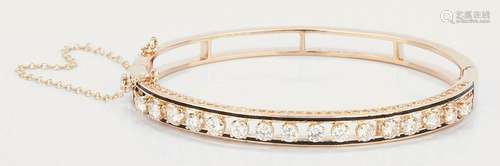 Ladies 14K YG Diamond & Enamel Bangle