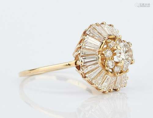 18K Yellow Gold Diamond Ballerina Ring