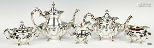 Reed & Barton Sterling Tea Set, Hampton Court Shield